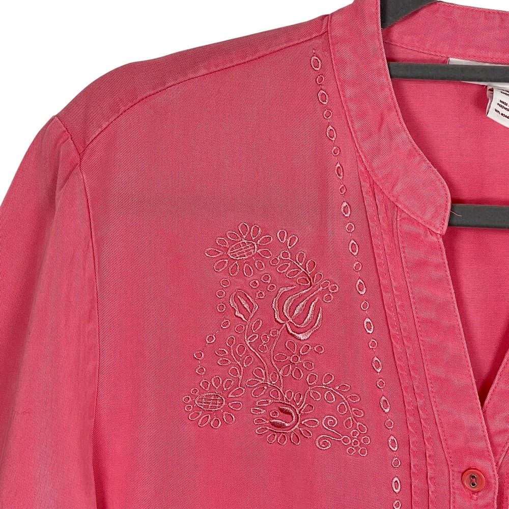 JM Collection Size 18 Rose Peony Pink Embroidered Tunic Blouse‎ Lyocell - Picture 3 of 13